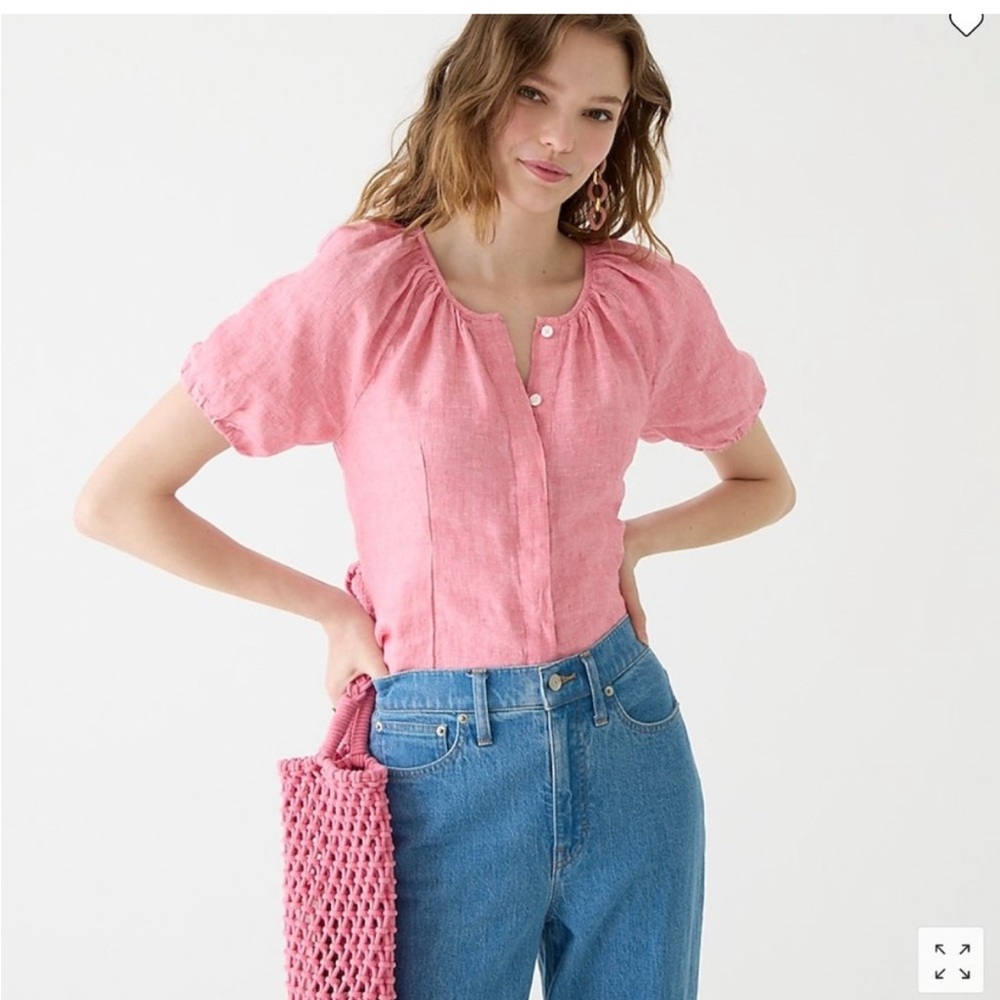 J. Crew v back linen top